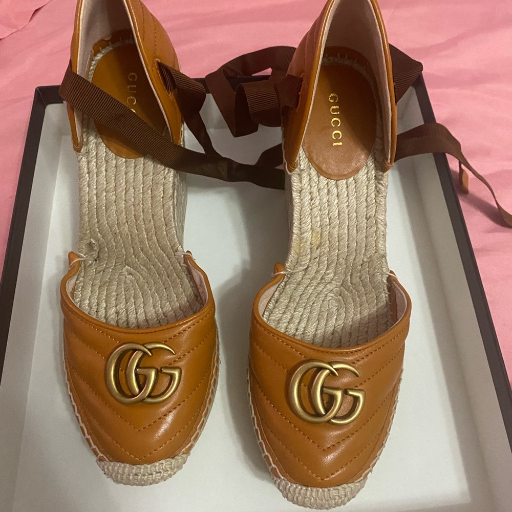 Gucci leather platform espadrilles